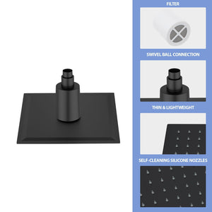 Ultra Thin 8" Square Rain Shower Head 304 Stainless Steel, Wall / Ceiling Mounted