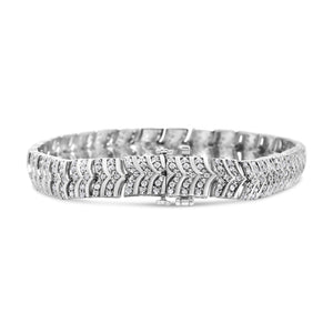 .925 Sterling Silver 3.00 Cttw Diamond Chevron Link Bracelet (I2-I3 Clarity, I-J Color) - Size 7.25"