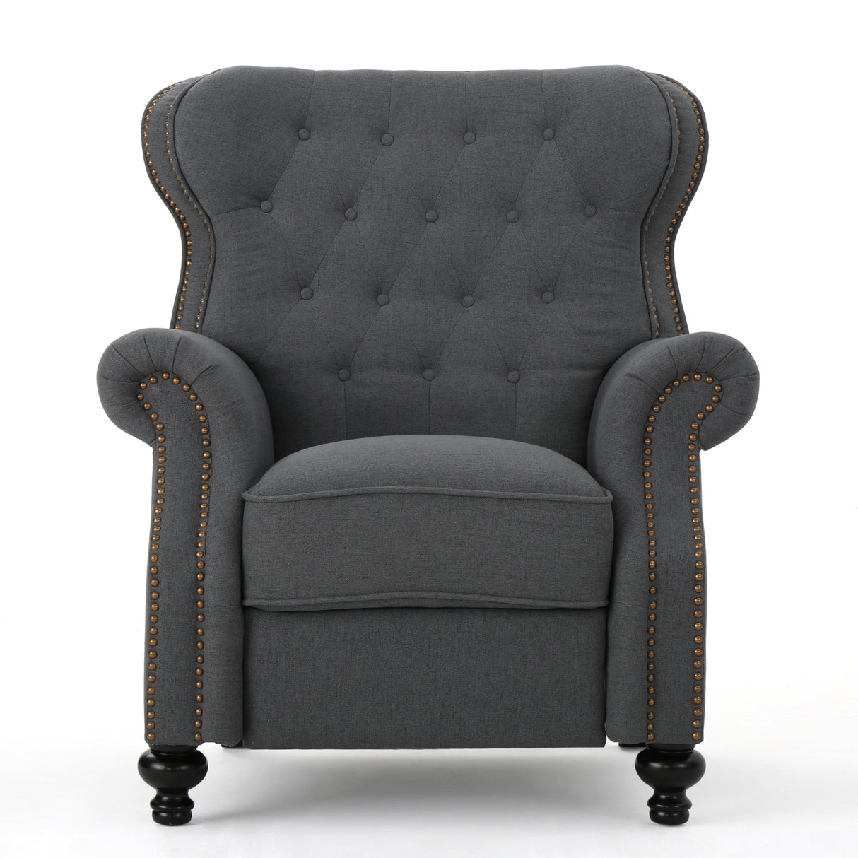 Beacon Accented Push Back Recliner Chair with Rolled Arms, Charcoal