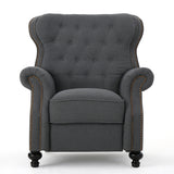 Beacon Accented Push Back Recliner Chair with Rolled Arms, Charcoal
