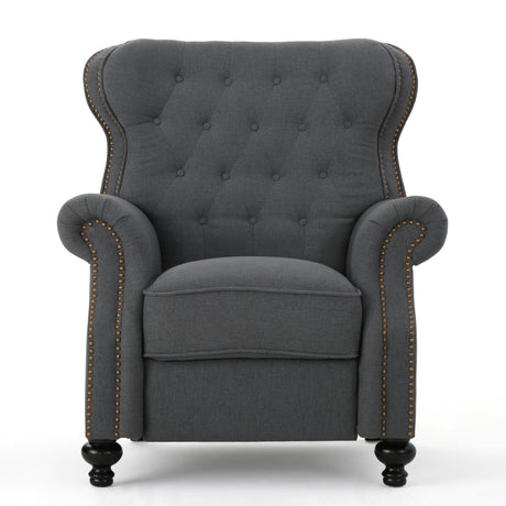 Beacon Accented Push Back Recliner Chair with Rolled Arms, Charcoal