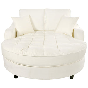 Modern Chaise Lounge Upholstered Sofa Couch With Tufted Seat And Detachable Pillows For Living Room