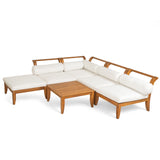 TOPMAX 6 Piece Patio Sofa Set in Acacia Wood