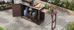 K&K 78.3' Outdoor Kitchen Island with Foldable Grill Table