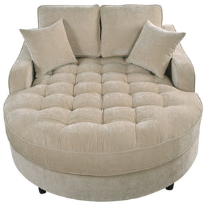 Modern Chaise Lounge Upholstered Sofa Couch With Tufted Seat And Detachable Pillows For Living Room