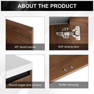 Bathroom Vanity Set With Resin Countertop Sink And 2 Doors, Engineered Wood