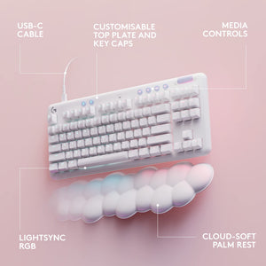 Refurbished - Logitech G713 Wired Mechanical Gaming Keyboard - GX Blue Clicky, LIGHTSYNC RGB & Palm Rest (White Mist)