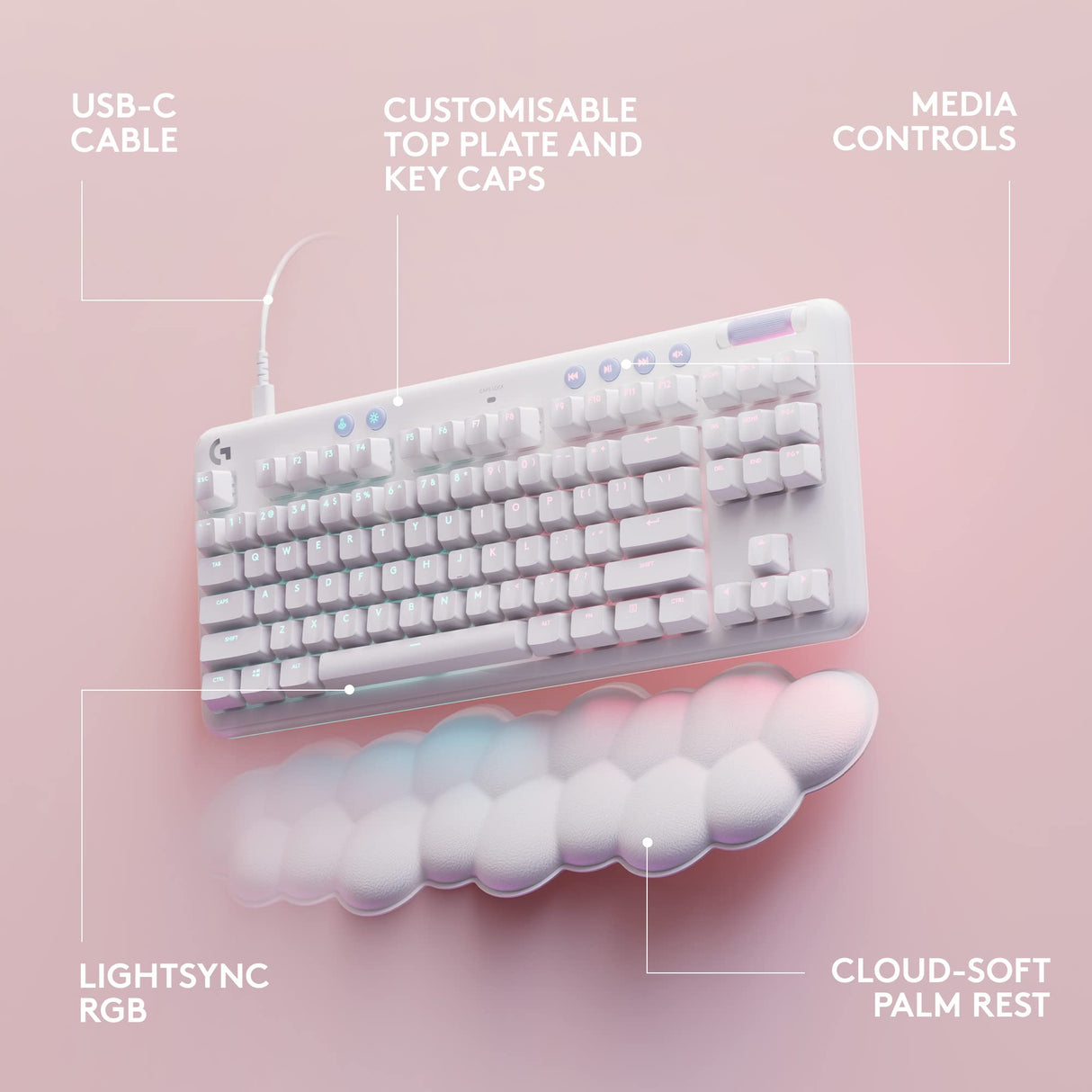 Refurbished - G713 Gaming Keyboard-OFF WHITE-US-USB-TACTILE 920-010413