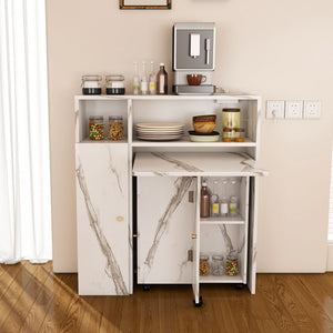 Multifunctional Folding Dining Table With Wall-Mounted Sideboard & Storage