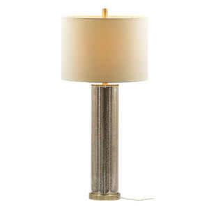 16x16x35 Gold Mirrored Glass Table Lamp with White Fabric Shade