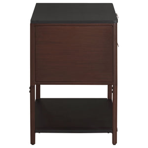 Tova - 2 Drawer Side Table With Shelf - Dark Brown