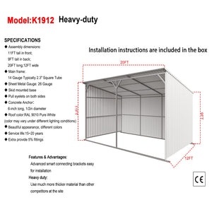 20Ft x 12Ft Livestock Metal Shed – Heavy-Duty Steel Shelter