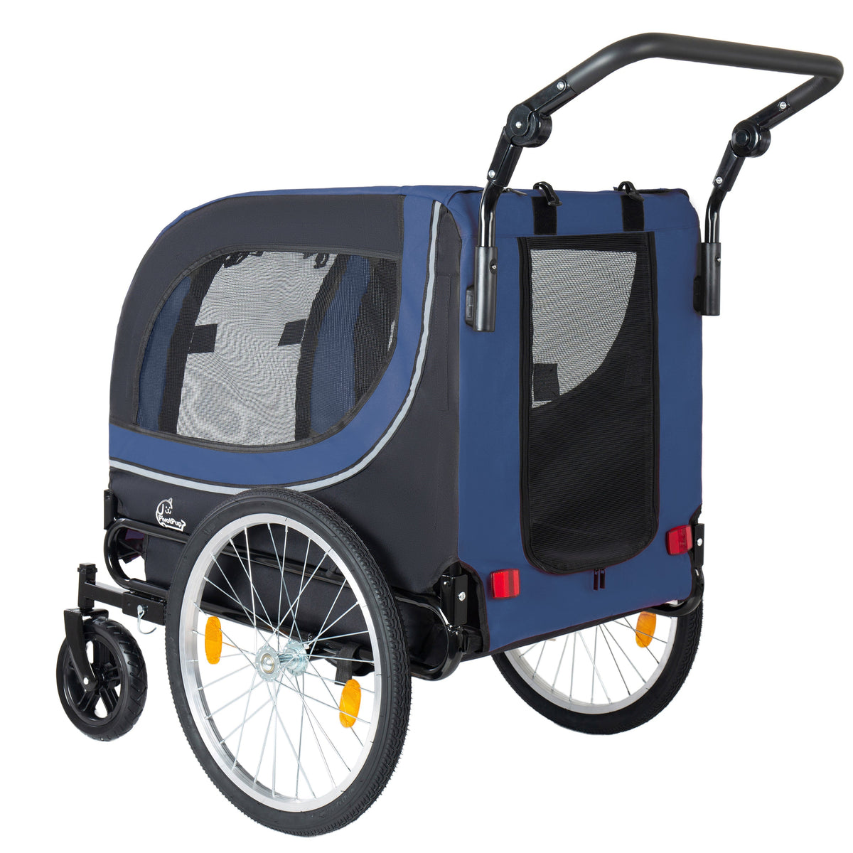 2-in-1 Bike Trailer & Pet Stroller with Steel Frame - Dark Blue, Red, or Gray