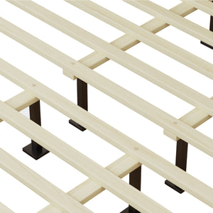 Solid Wood Platform California King Bed With Rattan