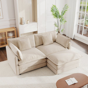 Chenille Two-Seater Sofa with Ottoman