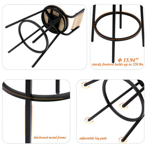 Bar Stools Swivel Counter Chairs With Metal Frame Hand Woven Paper Rope Dining Barstools For Kitchen Counter (Set of 2)