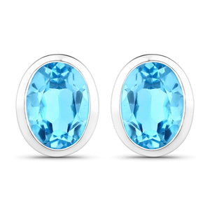 4.00 Carat Genuine Swiss Blue Topaz .925 Sterling Silver Earrings