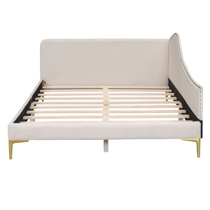 Upholstered Daybed With Headboard And Armrest, Support Legs