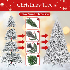 6FT Flocked Christmas Tree with Pine Cones