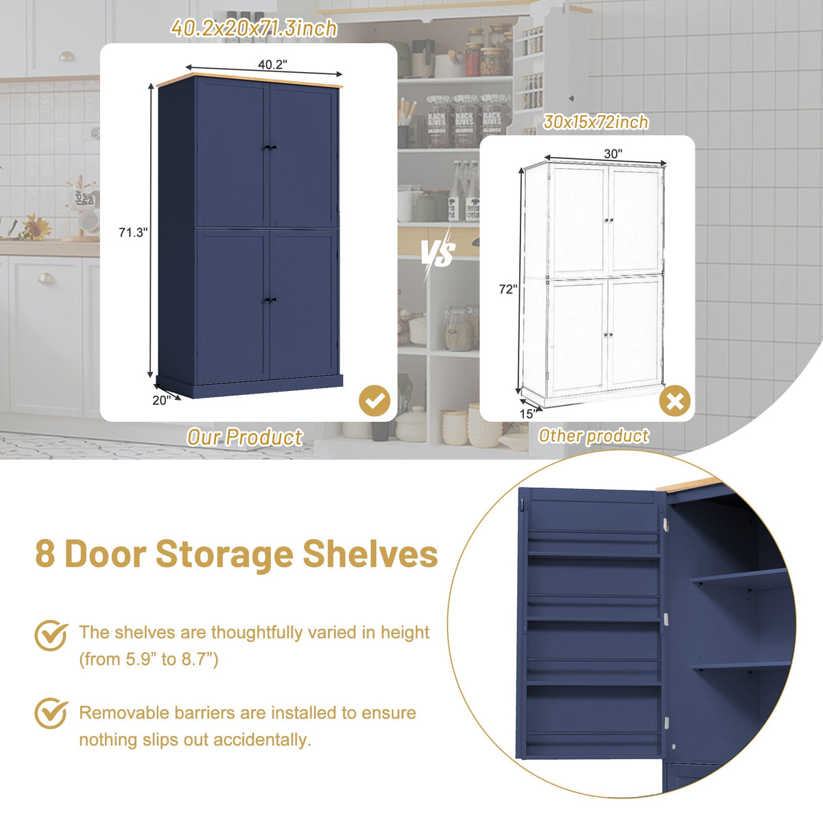 TOPMAX Large Freestanding Kitchen Pantry Storage Cabinet