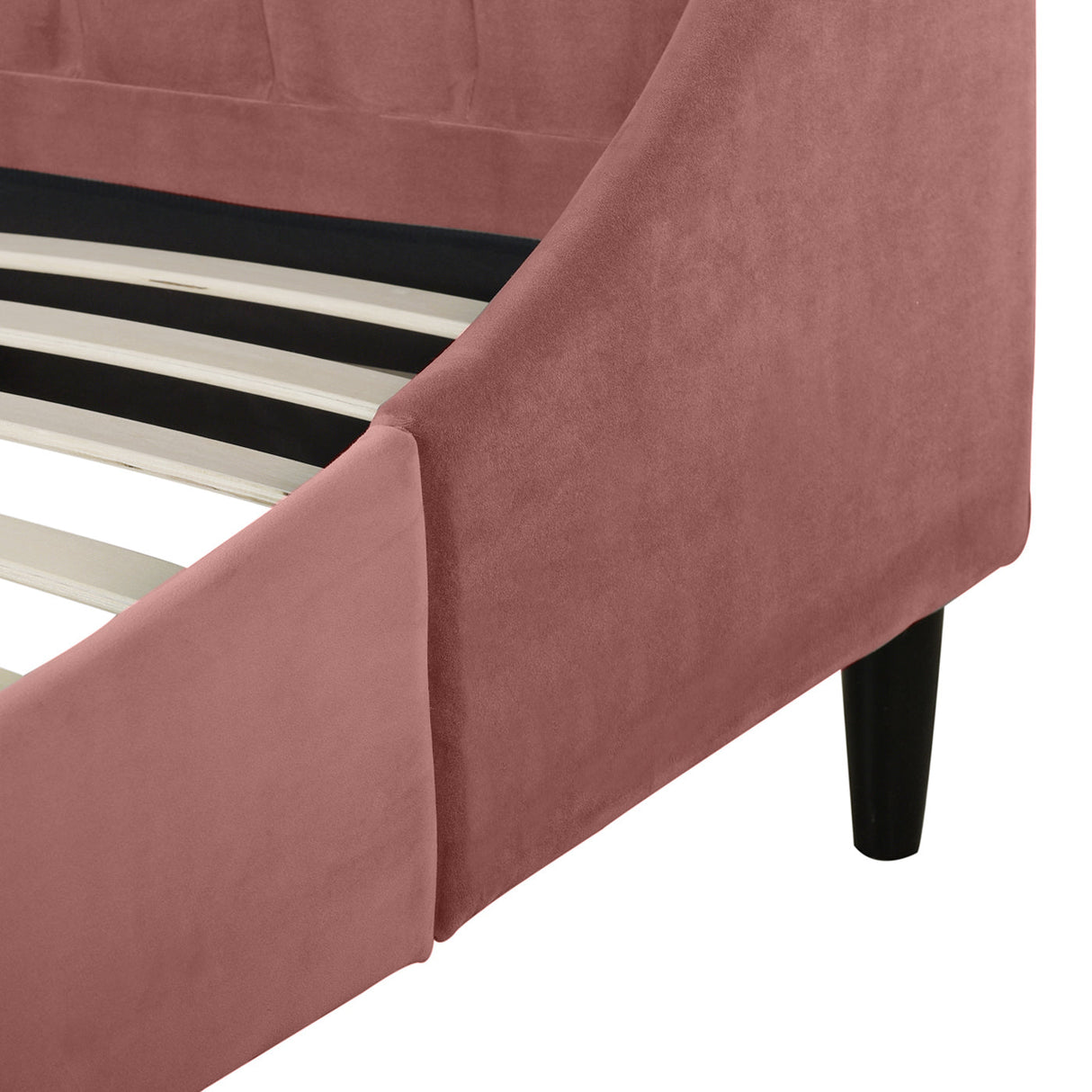 Aspen Vertical Tufted Headboard Platform Bed Set, Queen, Ash Rose Pink Velvet