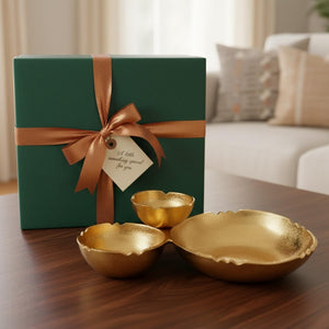 3 Cluster Decorative Bowls Bright Gold Brass Snack Tray Bowl Chip