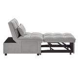 4 in 1 Multi-Function Single Sofa Bed with Storage Pockets - Gray