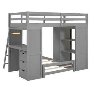 Bunk Bed With LED Light And USB Ports