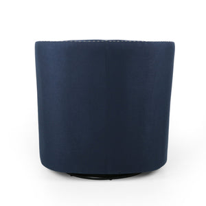 Modern Upholstered Swivel Club Chair With Nailhead Trim