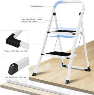 Lightweight Folding Step Stools with Anti-Slip Pedal - 330lbs Capacity