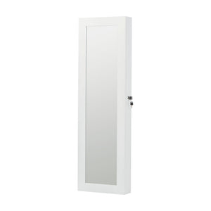 Jewelry Armoire Organizer With Full Length Mirror, Wall Mounted Lockable Cabinet With LED Light
