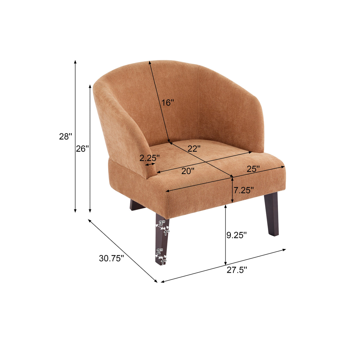 Windsor Mid-Century Accent Chair - Soft Fabric Upholstery
