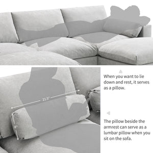 Modular Sectional With Storage Pockets, 5 Seat U Shaped Couch Set With Pillows, Free Combination Modern Cloud Sofa With 2 Movable Ottoman
