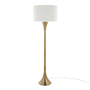 Lenuxe 65" Contemporary Metal Floor Lamp in Gold Metal with White Linen Shade
