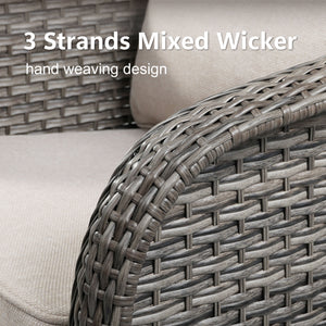 73.6" PE Wicker Rattan Outdoor Furniture Set - 3 Seat Sofa