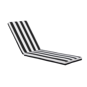 2-Piece Outdoor Chaise Lounge Chair Cushion Set, Black & White Striped Polyester