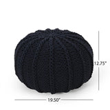 Bordeaux Knitted Cotton Round Pouf Ottoman and Floor Cushion