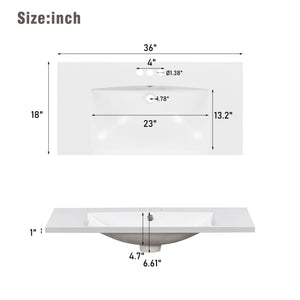 Shaker Free Standing Bathroom Vanity Cabinet & Sink, Soft Close Drawers, Soft Close Doors