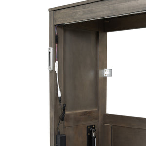 Murphy Bed With LED Light, Foldable Wall Bed Cabinet