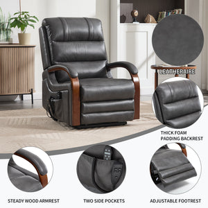 Power Dark Recliner Chair with Massage & Lift - Faux Leather