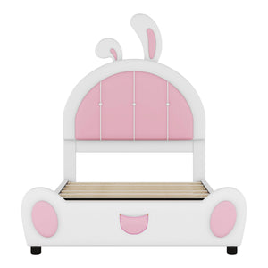 Upholstered Platform Bed With Rabbit Shaped Headboard