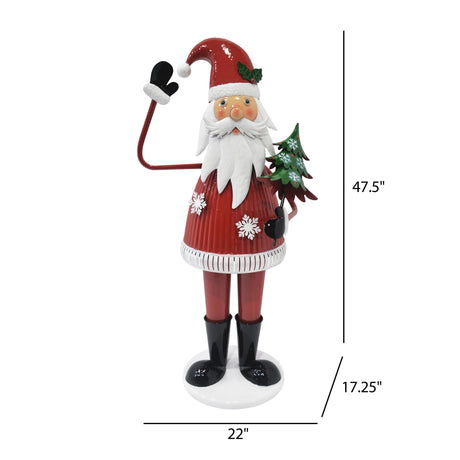 4 Ft Cheerful Santa Claus Holding Tree and Waving