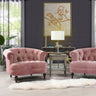 Victorian Tufted Upholstered Accent Chair with Nailhead Trim - Dark Red, Blue, or Pink