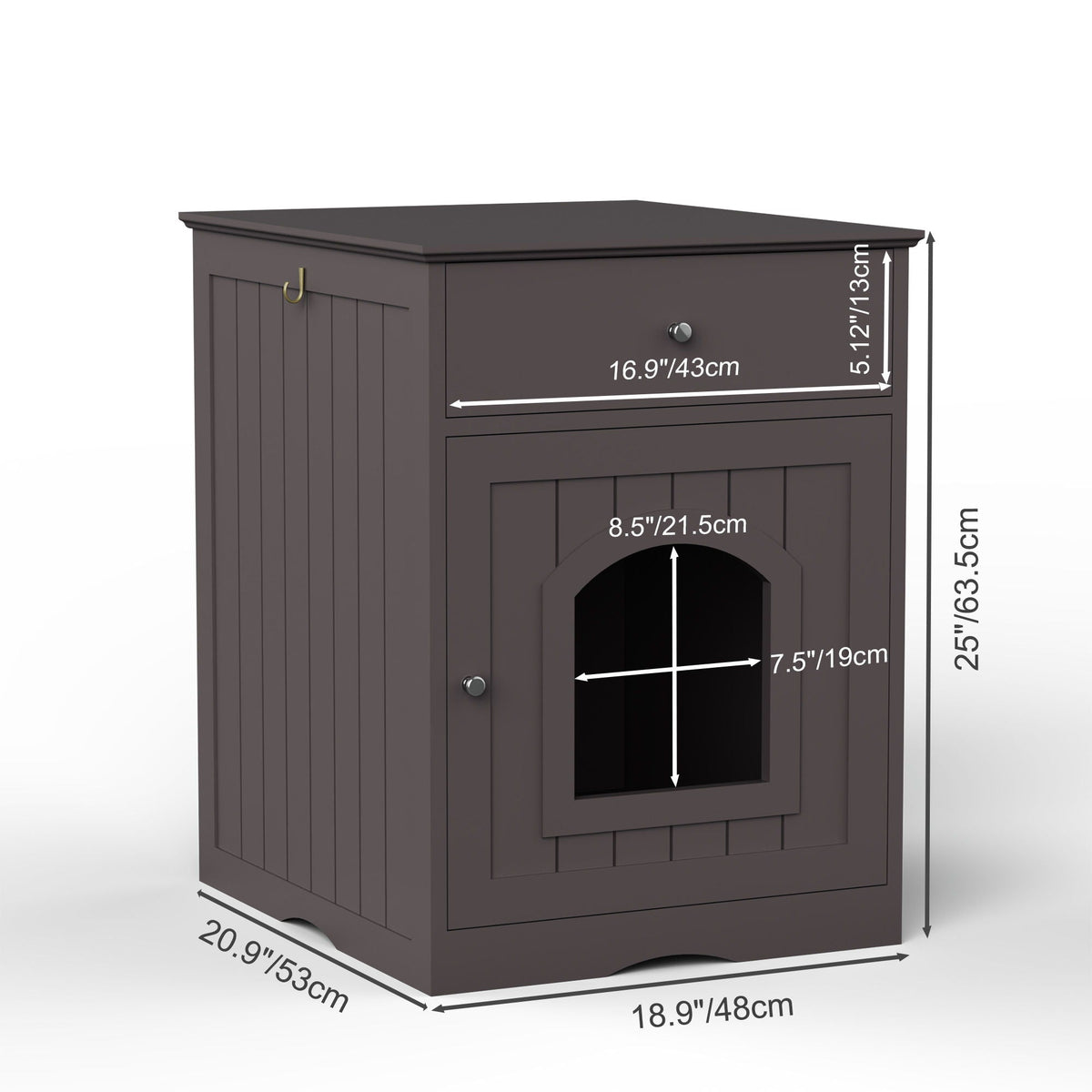 Wood Cat Litter Box Enclosure with Drawer - White or Dark Brown