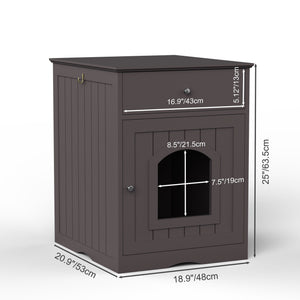 Wood Cat Litter Box Enclosure with Drawer - White or Dark Brown