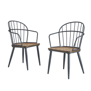 Contemporary Indoor Dining Set With Metal Legs, Birch, And Metal - Black / Natural