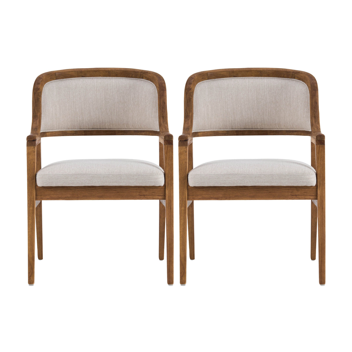 Mid-Century Modern Dining Chairs Set of 2 Wood Frame Dining Chairs with Fabric Cushion