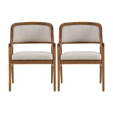 Mid-Century Modern Dining Chairs Set of 2 Wood Frame Dining Chairs with Fabric Cushion