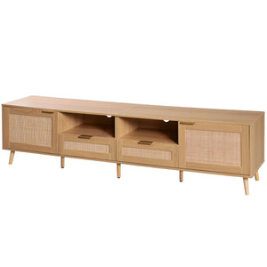 TV Stand Media Console with Cable Management - Light Brown or Black