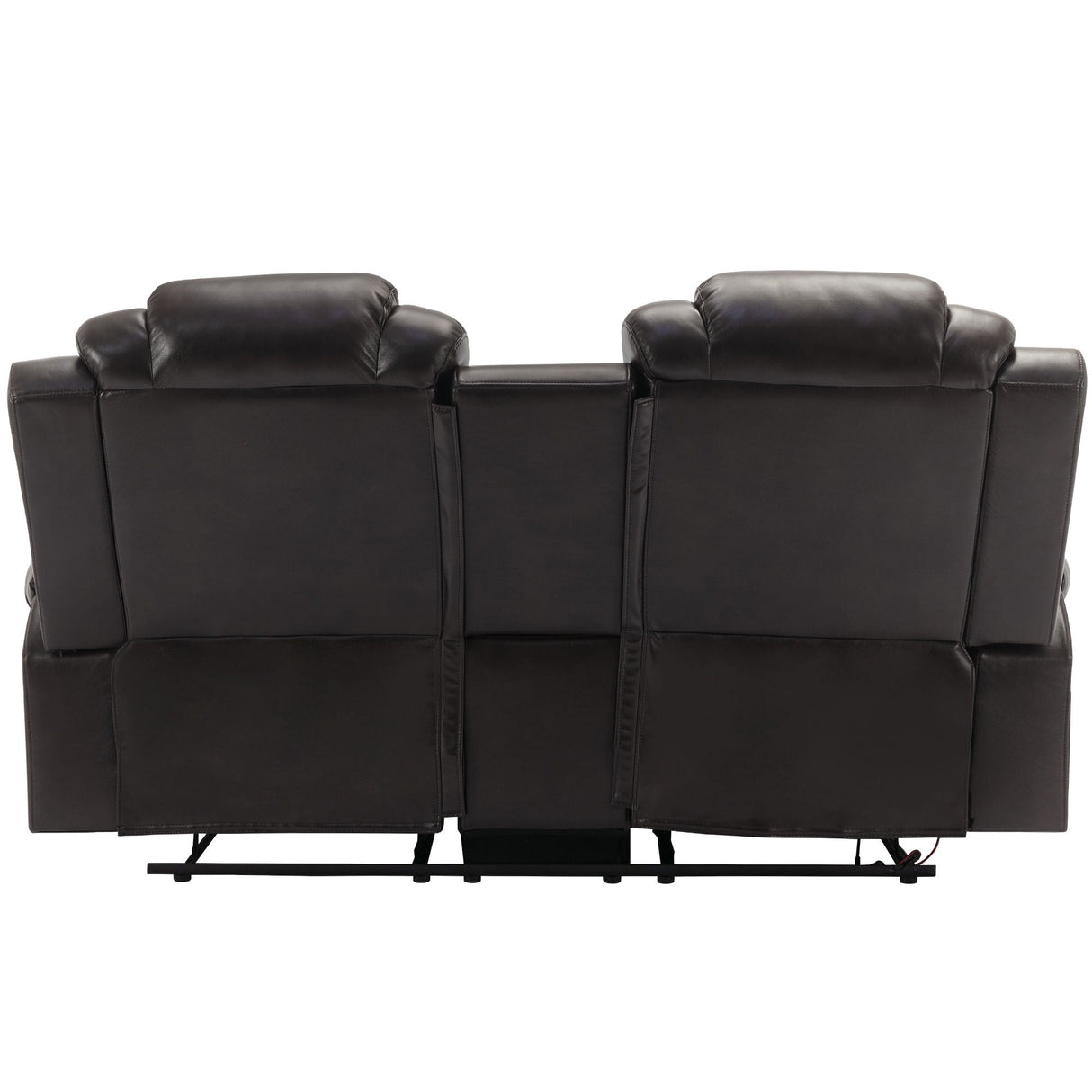 3 Pieces Recliner Sofa Sets Home Theater Seating Manual Recliner Chair & Center Console And LED Light Strip For Living Room - Brown
